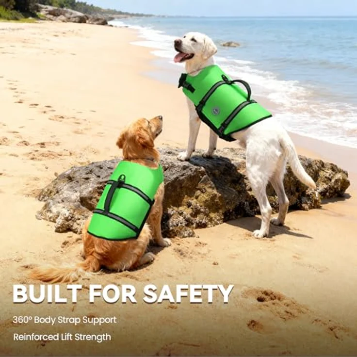 VIVAGLORY Hunde Schwimmweste Rip Stop, zusätzliche Polsterung für starken Auftrieb, XS, Neongrün – Bild 2