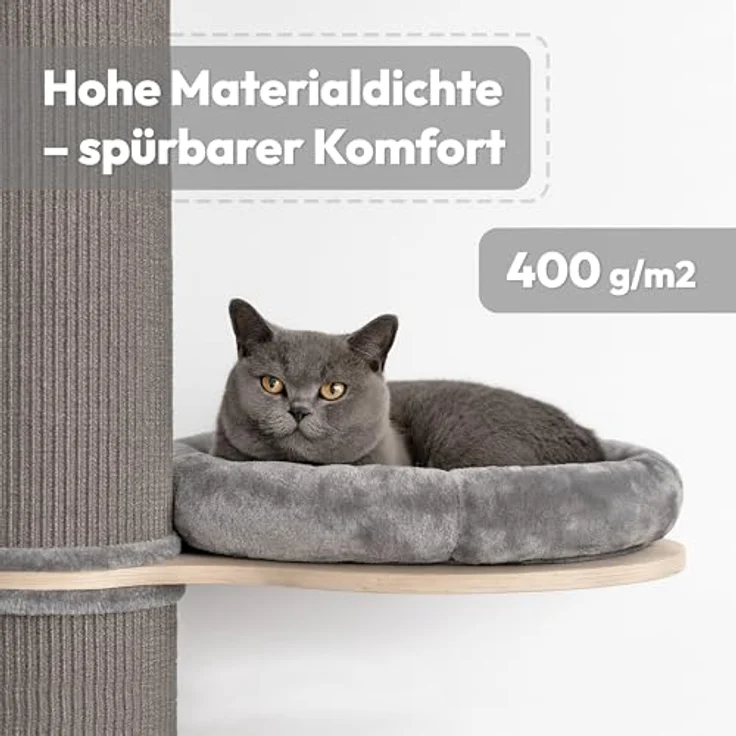 PET VIOLET Kratzbaum Wandmontiert 185 cm hoch, XXL Katzenbaum mit Premium Sisal Säulen, 3 Abnehmbaren & Waschbaren Kissen, Stabiler & Platzsparender Kratzbaum, Grau – Bild 5