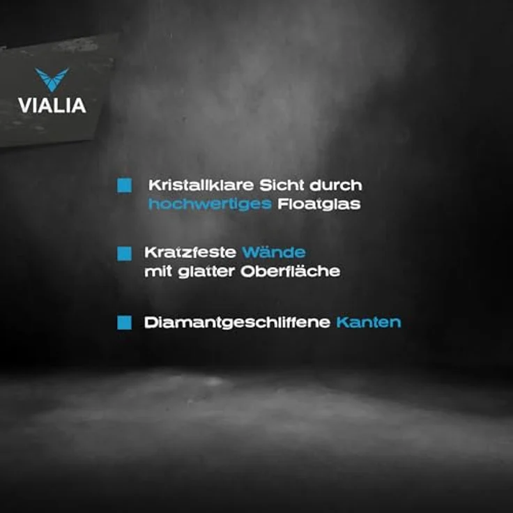 VIALIA Aquarium 12 Liter, Glasbecken 30x20x20 cm, stoßfest verklebt, diamantgeschliffene Kanten, kratzfestes Floatglas, ideal für Süß- & Salzwasser, für Fische, Garnelen & Wasserpflanzen – Bild 4
