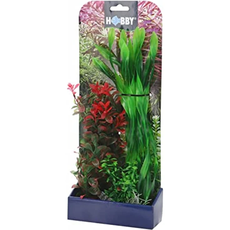 HOBBY Aquariendeko Plantasy Set, 3 künstliche Aquarienpflanzen, naturgetreu, verschiedene Größen  – Bild 1