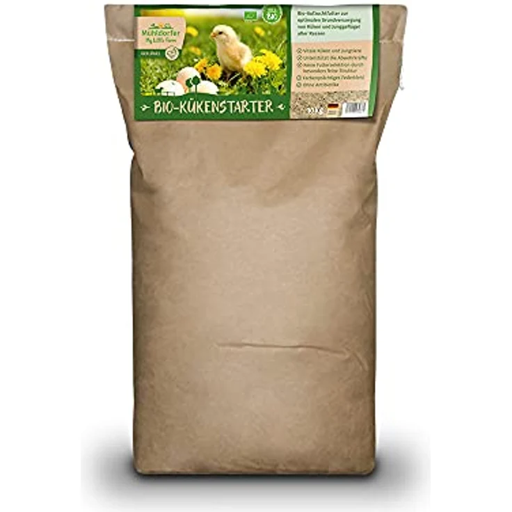 Mühldorfer My Little Farm Bio-Kükenstarter, 10 kg Aufzuchtfutter für Küken und Junggeflügel, ohne Antibiotika, optimale Grundversorgung für vitale Tiere – Bild 1