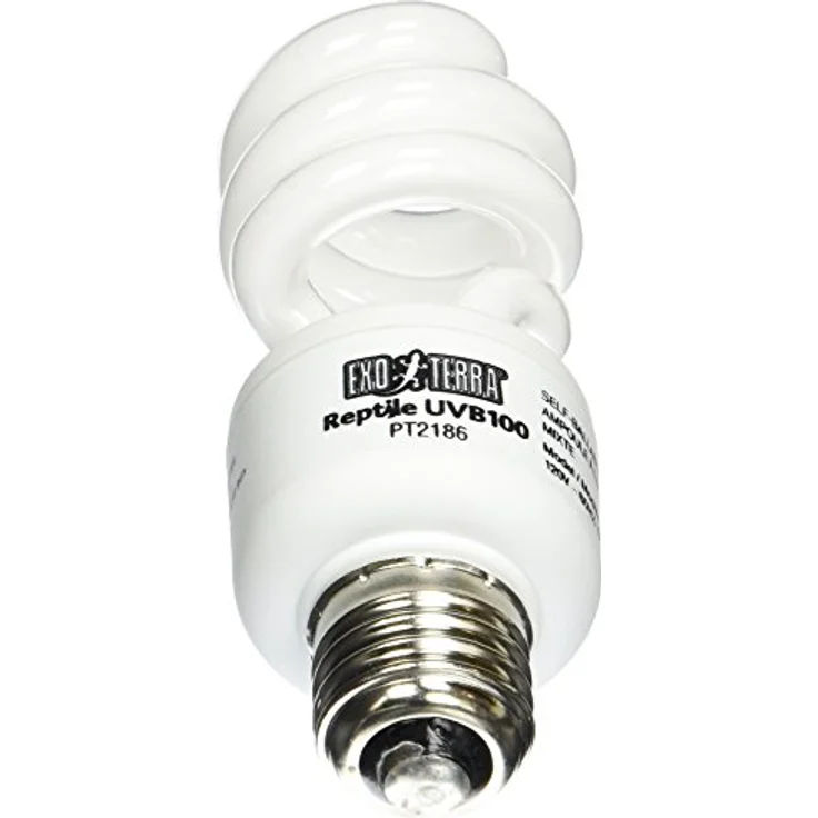 Exo Terra Reptile UVB 100, Tropische Terrarienlampe, 25W E27, kompakte UVB Lampe für subtropische Reptilien, Weiß – Bild 3