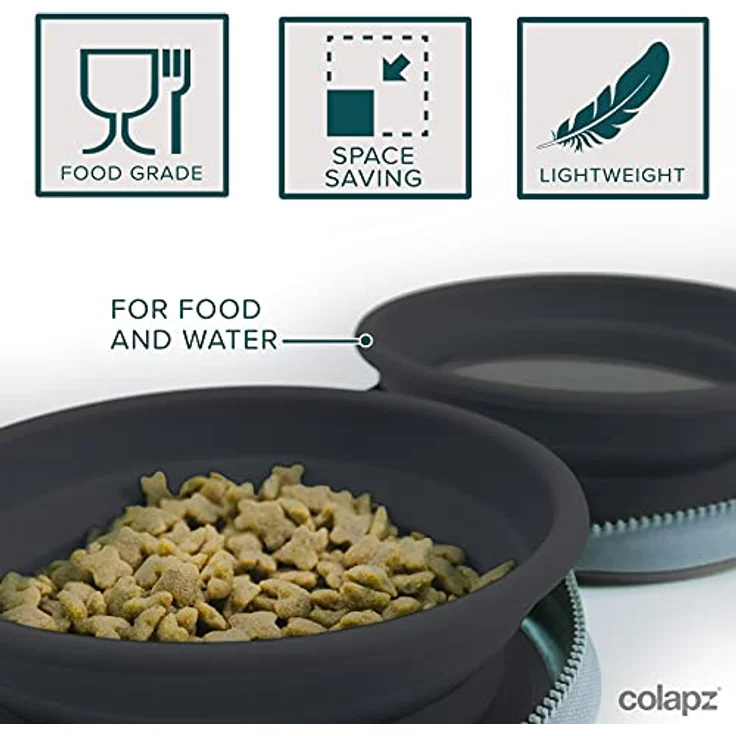 Colapz Napf-Set Zwei faltbare Hundenäpfe mit Hunde Wasserflasche für unterwegs – Bild 3
