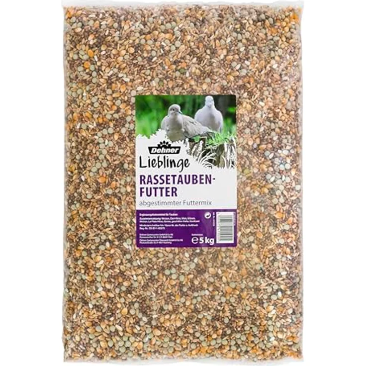 Dehner Rassetaubenfutter, Ergänzungsfutter mit Erbsen, Mais und Hirse, 5 kg Beutel – Bild 1