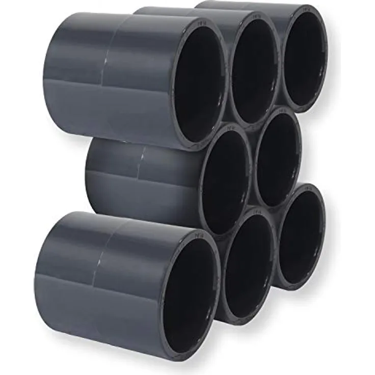 Paradies Pool PVC-U Klebemuffe Ø 50mm, 8er Pack, DIN 8063, Druckklasse PN 16, hochwertige Qualität aus Europa