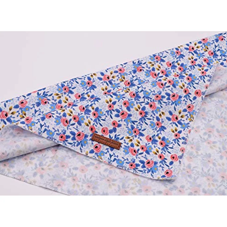 Unique style paws Hundeschal, Waschbare Baumwoll-Halsdreiecke für Kleine, Mittel und Große Hunde sowie Katzen, in Blau mit Blumenmuster – Bild 4