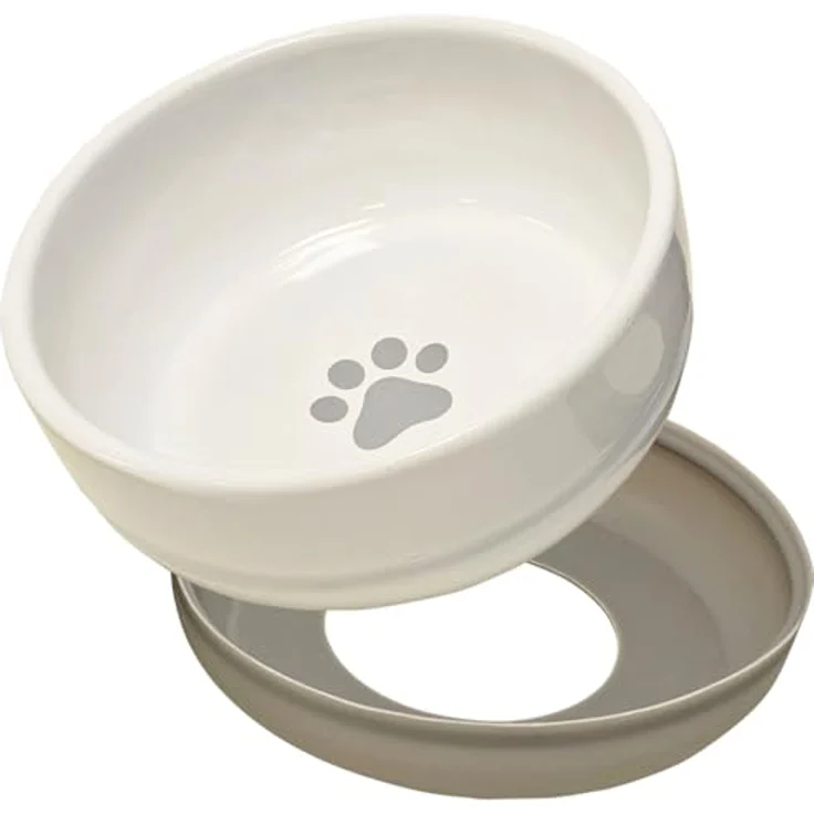 Nobby Hunde Keramik Napf SABIT rutschfest, modernes Pfoten-Design, weiß/grau, Ø 18 x 7 cm, 1.250 ml – Bild 4