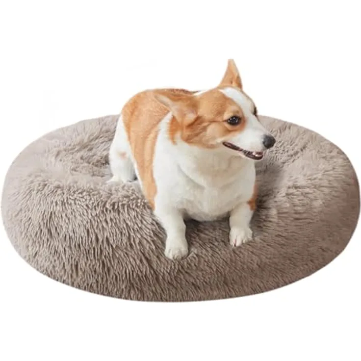 Nisrada Hundebett rund, 80cm, waschbar, weich, rutschfester Boden für kleine und mittelgroße Hunde, Katzen und Welpen