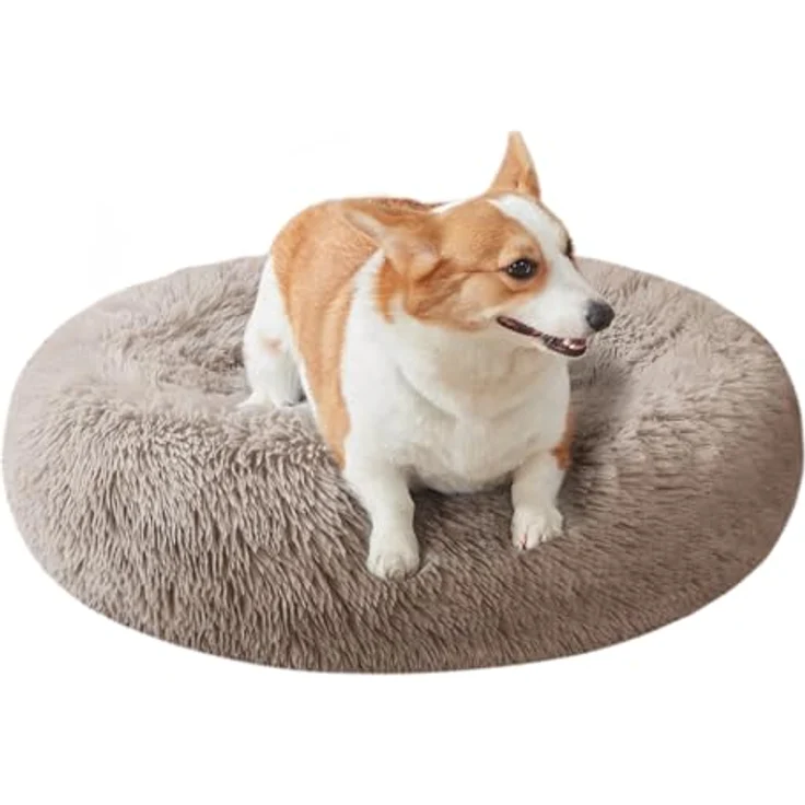 Nisrada Hundebett 70cm, rund, waschbar, gemütlich und weich, rutschfester Boden, ideal für kleine bis mittelgroße Hunde und Kätzchen – Bild 1