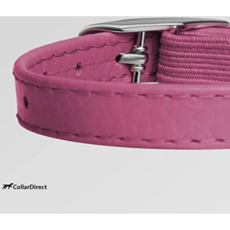 CollarDirect Leder Katzenhalsband mit Sicherheitsverschluss, 23-28 cm, Rosa, Elastischer Gurt und Glocke für Mittlere Katzen – Bild 3