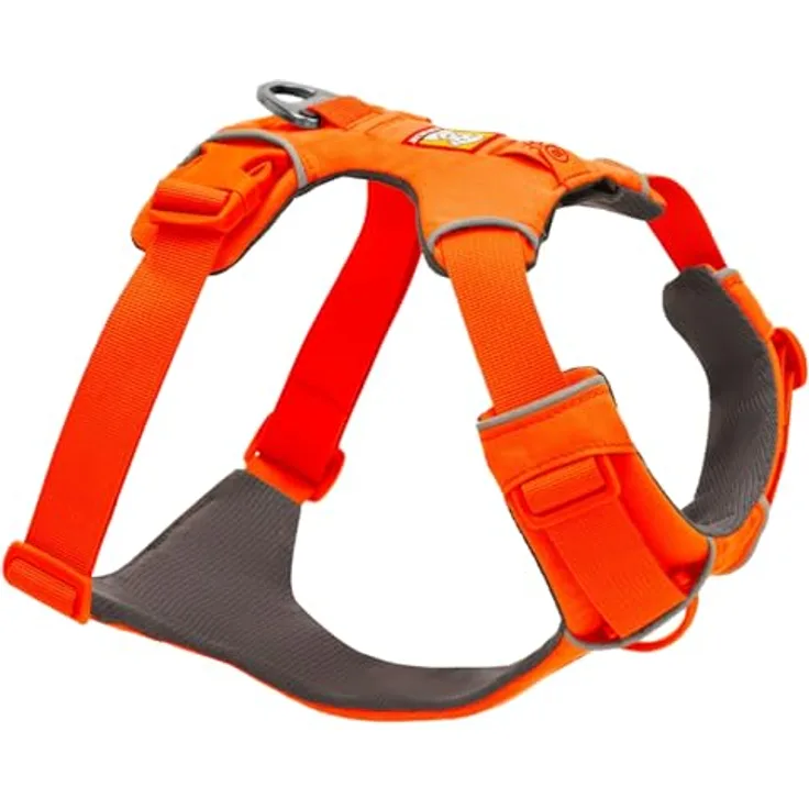 Ruffwear Front Range Hundegeschirr, reflektierendes verstellbares Y-Geschirr mit 2 Leinenbefestigungen und V-Ring, bequem gepolstert, Blaze Orange, Größe XS