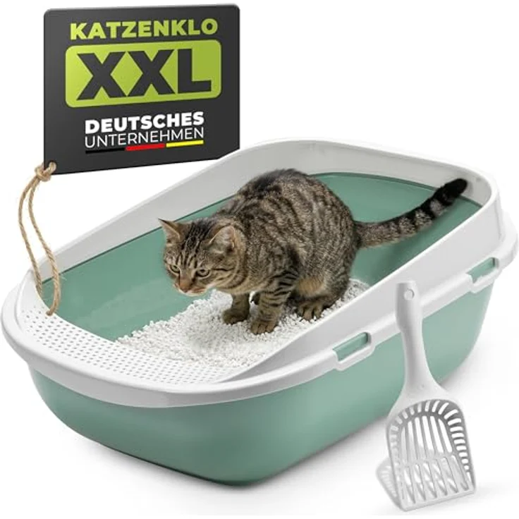 adena XXL Katzentoilette Schale 65 cm Agave, mit Rand und großer Streuschaufel, perforierte Einstiegsstufe – Bild 2