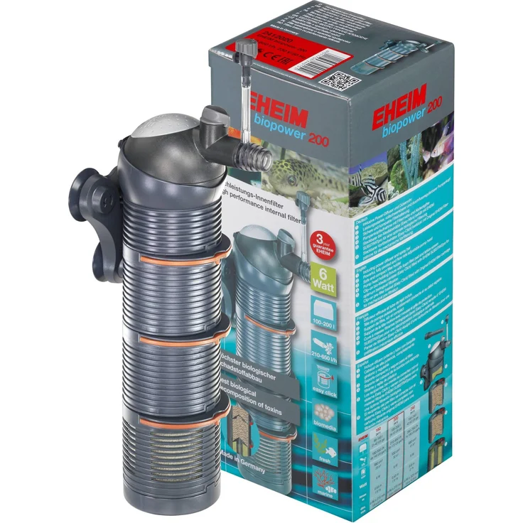 Eheim Biopower 200+, Innenfilter für Aquarien bis 200 l, mehrstufige Filterung mit hocheffizientem Filtermaterial