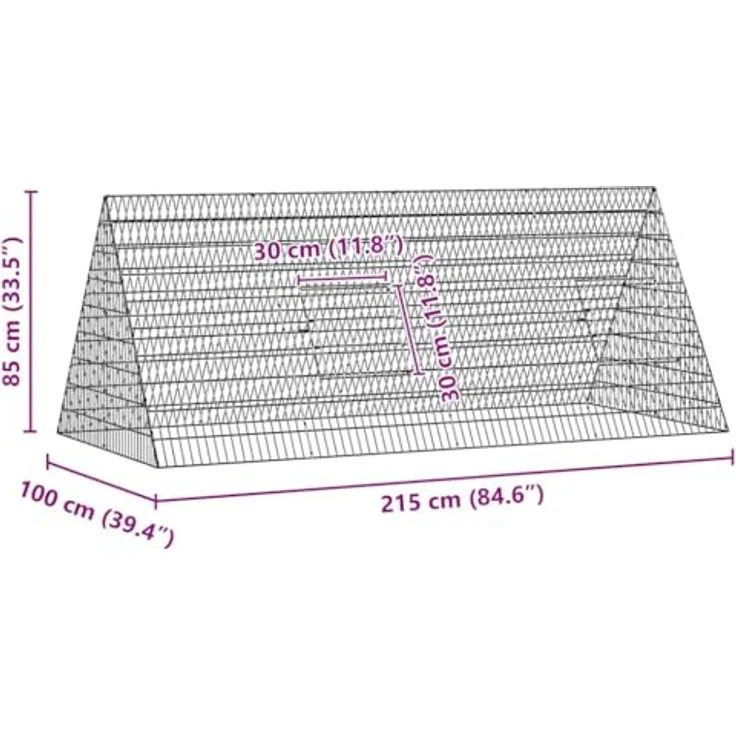 vidaXL Hasenkäfig Silber 215 x 100 x 85 cm, Verzinkter Stahl mit modernem Design und robustem Wetterschutz für Garten und Terrasse – Bild 3
