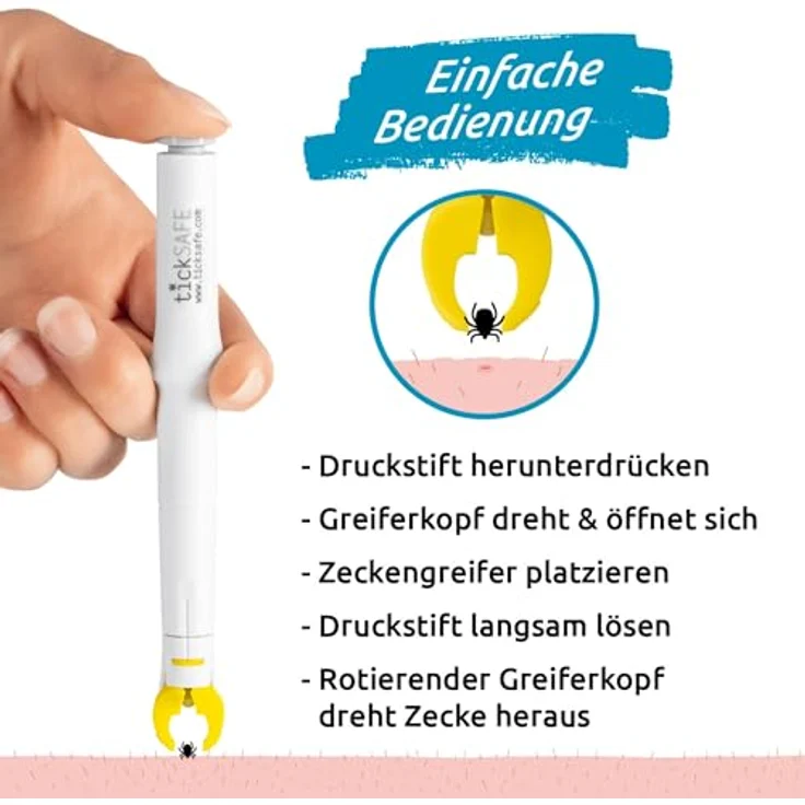 tickSAFE Zeckengreifer Mensch, sanfter Greiferkopf mit Rotations-Technologie für schonendes Herausdrehen, ideal für empfindliche Stellen – Bild 3