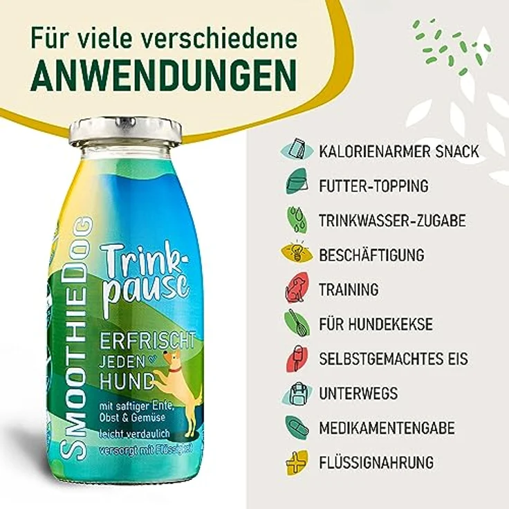 SmoothieDog Hunde Smoothie Trinkpause (Ente) - Flüssiges Hundeleckerli, Zucker- & glutenfrei, 250ml, 6er Set – Bild 3