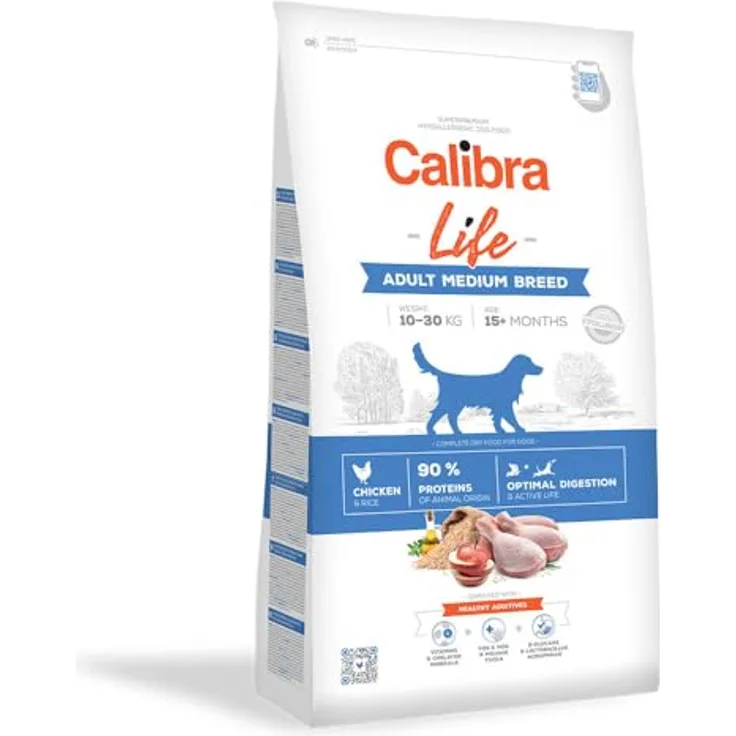 CALIBRA Dog Life Adult Medium Breed Huhn, 12 kg Trockenfutter für ausgewachsene Hunde