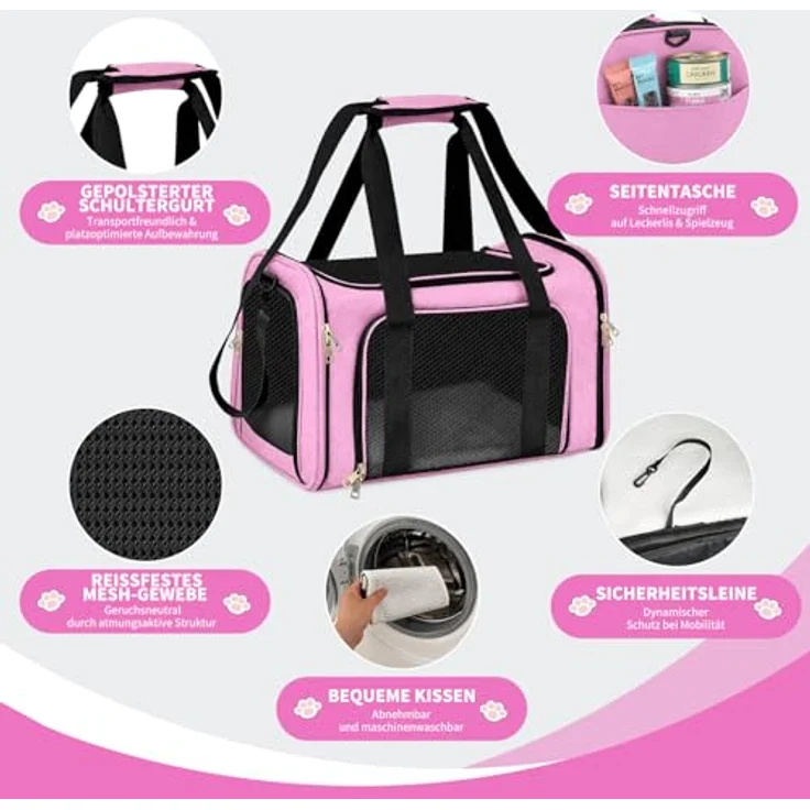 Aipwerer Faltbare Katzen Transportbox, M/L in Blau, strapazierfähiges Polyester, atmungsaktiv und bequem, für Reisen und Alltag – Bild 4
