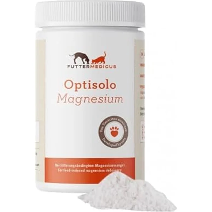 Futtermedicus Optisolo Magnesium, 120 g Ergänzungsfuttermittel für Hunde und Katzen, bei Magnesium-Mangel, unterstützt Muskel- und Herzfunktion – Bild 1