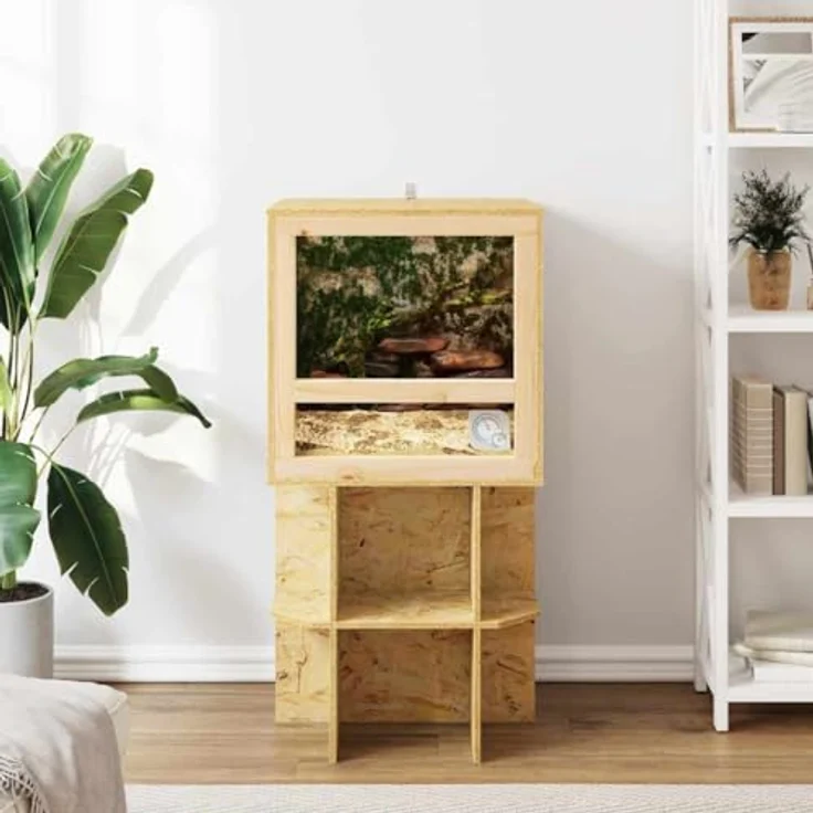 vidaXL Terrarium Braun 50 x 50 x 50 cm, Rechteckiges OSB Terrarium mit robustem Design, Ideal für Reptilien und Nagetiere – Bild 4