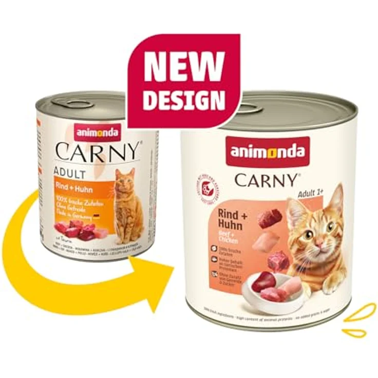 animonda Carny Adult Rind + Huhn, Katzennassfutter mit 100 % frischen, fleischlichen Zutaten, ohne Getreide und Zucker, 6 x 800 g – Bild 2