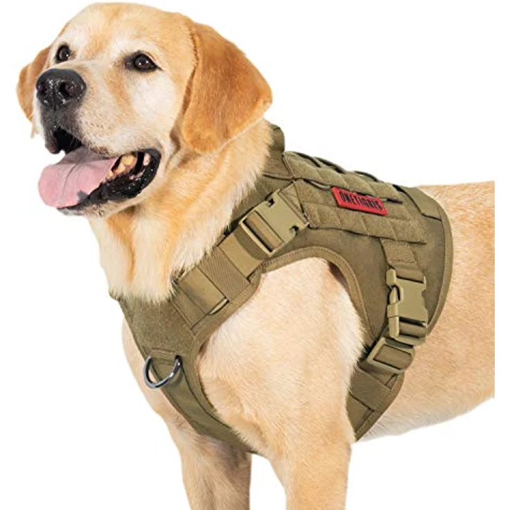 OneTigris FIRE WATCHER, Taktisches Hundegeschirr aus 1000D Nylon mit 1 Griff, 2 D-Ringen, XL, Braun – Bild 1