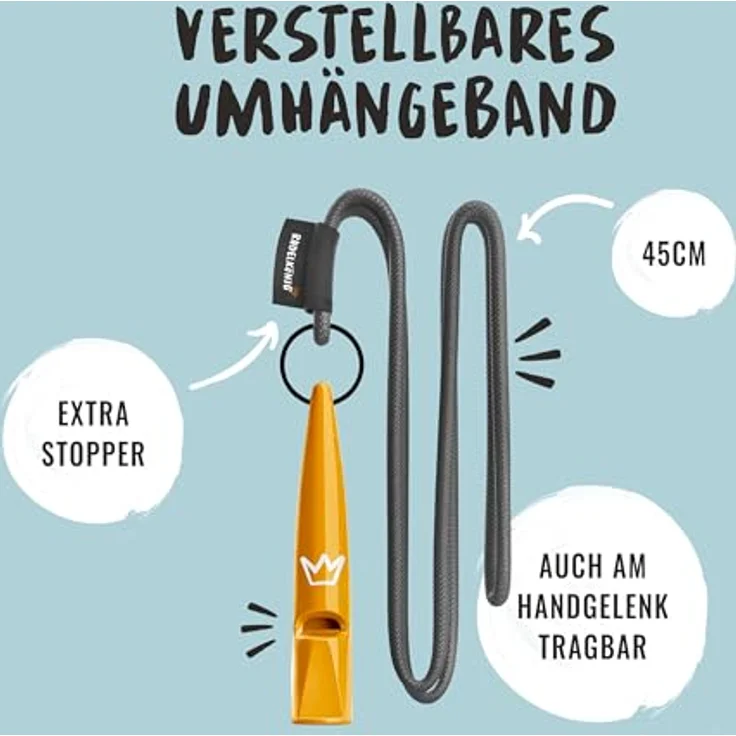 Rudelkönig Hundepfeife Rückruf, Hochfrequenz Trainingspfeife mit genormter Frequenz und Pfeifenband, BPA-frei – Bild 3