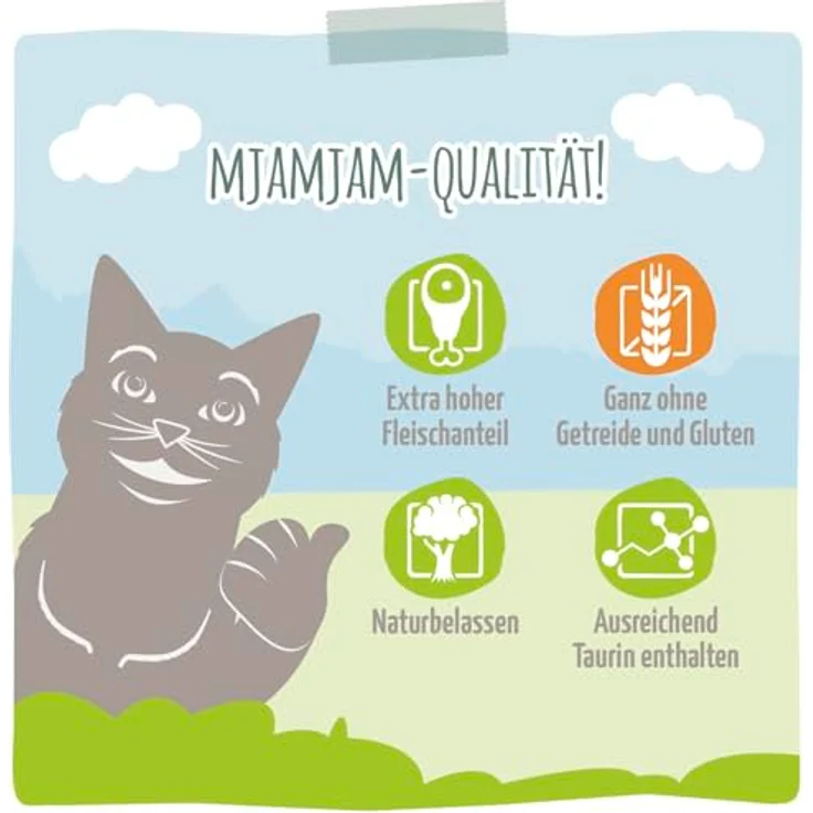 MjAMjAM Premium Nassfutter für Katzen Quetschie, getreidefrei mit Kalb & Truthahn und Möhrchen, 1 x 125 g, hoher Fleischanteil – Bild 4