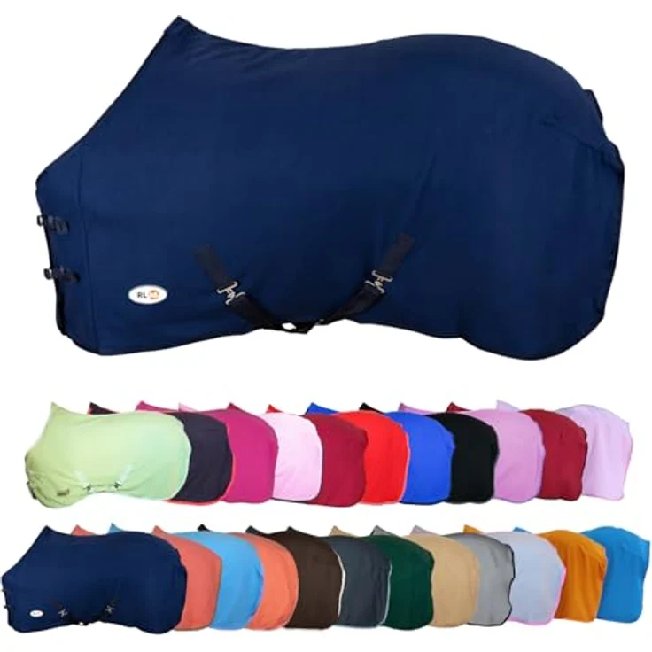 RL24 Abschwitzdecke BASICLINE mit Kreuzgurt, atmungsaktiv und schnelltrocknend, dunkelblau, 165 cm – Bild 1
