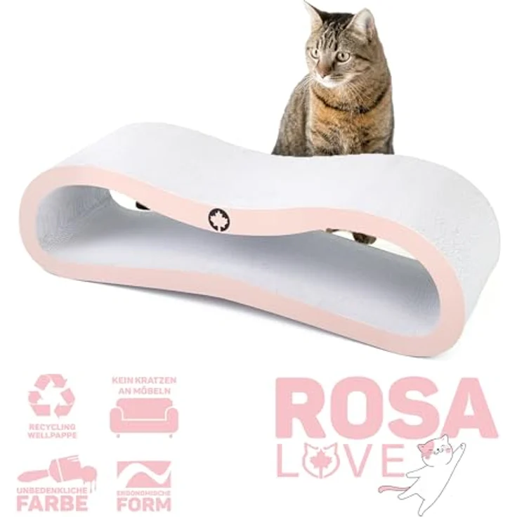 CanadianCat Company Orbit 2.0, Kratzbrett für Katzen in rosa, ergonomisches Design mit großer Kratzfläche und Katzenminze – Bild 3