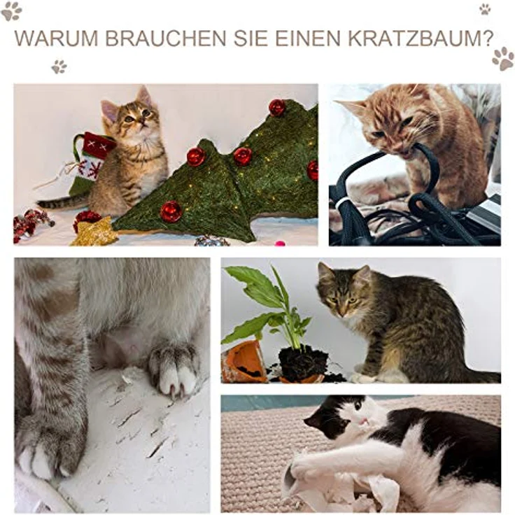 PawHut Katzenhöhle mit Kratzbrett, Sisal Katzenbett und Kratzhaus, grau, 48,5 x 30 x 30 cm, stabil und weich gepolstert – Bild 5