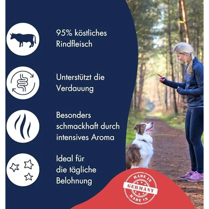 Dr. Clauder's Trainee Snack, leicht verdauliche Hundesnacks aus 95% Rindfleisch mit Inulin, 500g, dampftrocknend im Frischebeutel – Bild 3