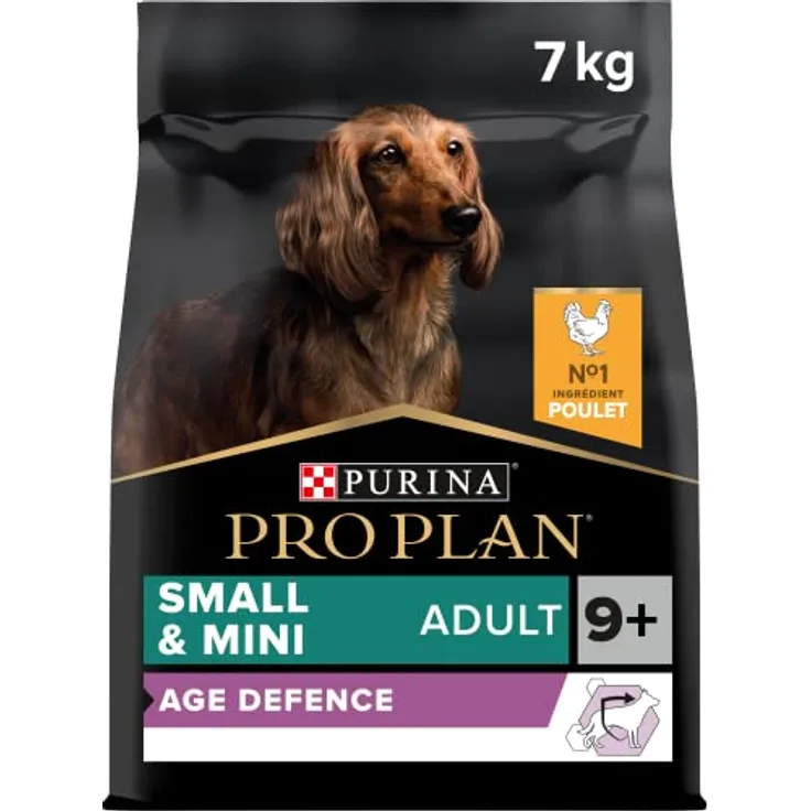 PRO PLAN Adult Small & Mini Age Defence 9+ Huhn, Hundefutter für kleine bis sehr kleine Rassen, 7 kg, unterstützt Gehirnfunktion und Zahnpflege