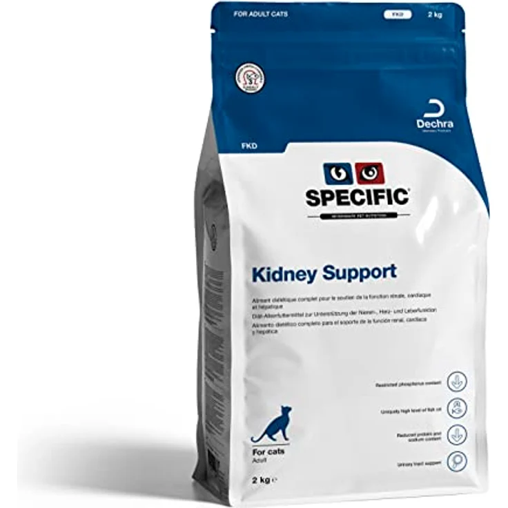 SPECIFIC® Kidney Support (FKD) 2kg, Trockenfutter für Katzen mit Omega-3 und Krillöl, reduzierter Proteingehalt zur Nierenentlastung für Erwachsene – Bild 1