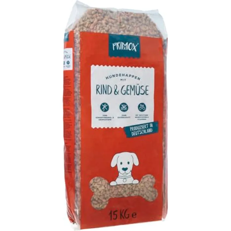 Primox Hunde-Trockenfutter 15kg, Nährstoffreiches Alleinfuttermittel für Hunde, ohne Zucker und Zusatzstoffe, mit Rind & Gemüse, hergestellt in Deutschland