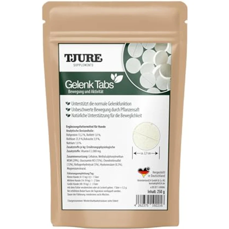TJURE Tjure Gelenk Tabs, Hundefutter mit Glucosamin, MSM und Chondroitinsulfat zur Unterstützung der Gelenkgesundheit, 250g (ca. 70 Tabs) – Bild 2