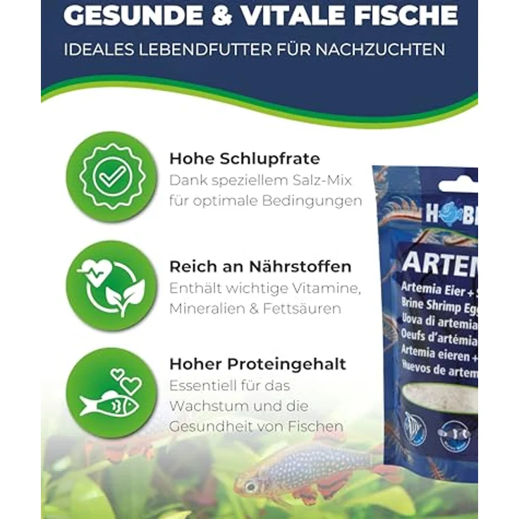 HOBBY Aquaristik Artemix, 195 g Fertigmischung aus Artemia-Eiern und Salz, sofort einsatzbereit zur Zucht von Artemia-Nauplien, ideales Aufzuchtfutter für Aquarienfische – Bild 2