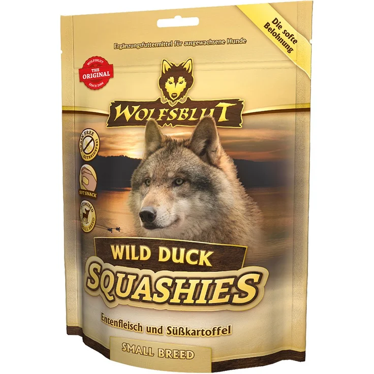 Wolfsblut Squashies Wild Duck, glutenfreier Hundesnack für kleine Rassen, 350g – Bild 1