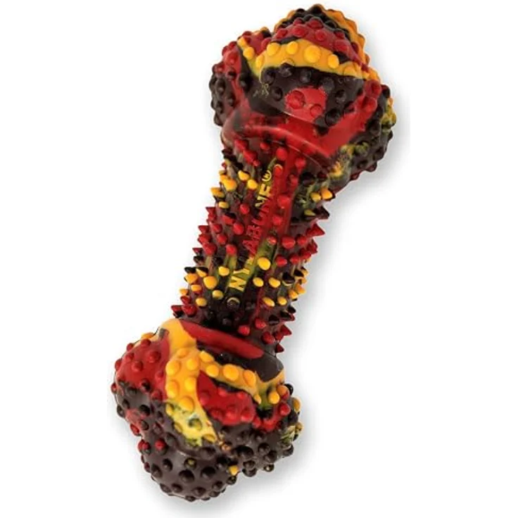 Nylabone Strong Chew - Bacon Cheeseburger M, Texturierter Kauknochen aus Naturkautschuk zur Zahnsteinentfernung für Hunde – Bild 1