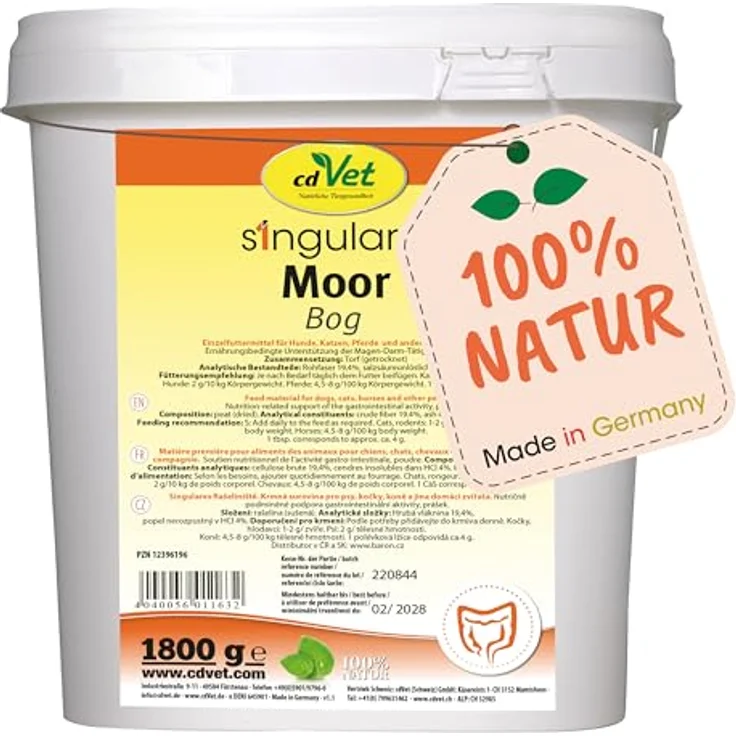 cdVet Moor, 1,8 kg Pulver zur Unterstützung der Magen-Darm-Tätigkeit bei Hunden, Katzen und Pferden – Bild 1