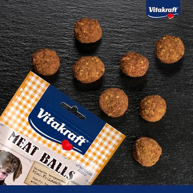 Vitakraft Meat Balls, Hundeleckerli, weiche Mini-Frikadellen ohne Zuckerzusatz, 80g im wiederverschließbaren Beutel – Bild 2
