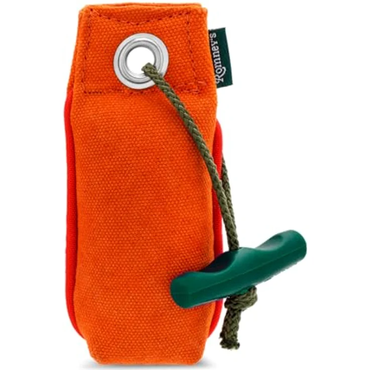 Romneys Suchen Dummy Mini-Dummy für kleine Hunde 100g, schwimmfähig mit Wurfgriff, orange – Bild 1