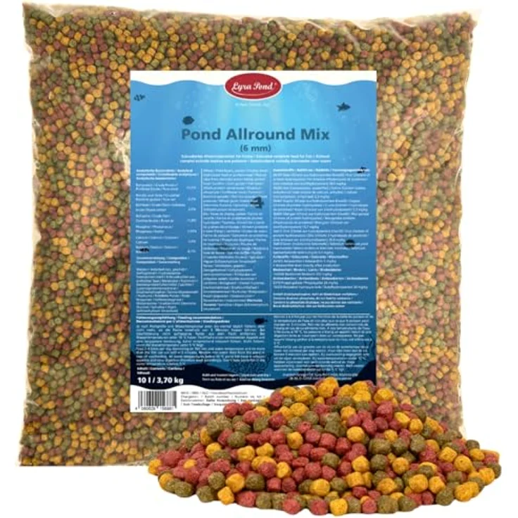 Lyra Pond® 10 L (3,7 kg) Pond Allround Koi Mix, proteinreiches Fischfutter für Teichfische mit Astaxanthin für kräftige Farben – Bild 1