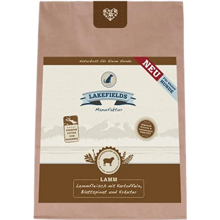 Lakefields Premium Trockenfleisch-Menü für kleine Hunde, Lammfleisch mit Kartoffeln, Blattspinat und Kräutern, 3 x 1 kg, 100% getreidefrei – Bild 1