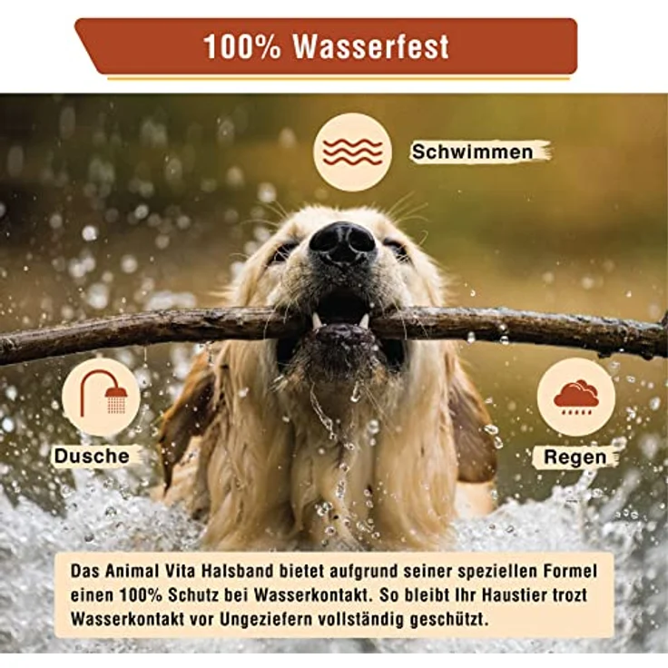 Animal Vita® Zeckenhalsband für Hunde, wasserdicht und größenverstellbar, 100% natürliche Inhaltsstoffe, bis zu 8 Monate Schutz vor Ungeziefer – Bild 3