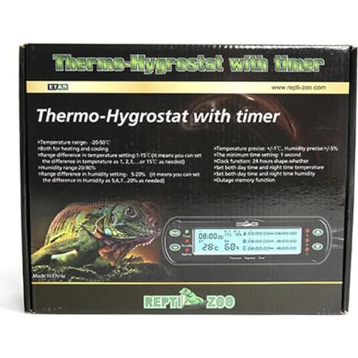 ReptiZoo Terrarium ReptiZoo Thermo-/Hygrostat THC09, mit 3 Anschlüssen, Zeitsteuerung, Temperaturregelung -20 bis 50 °C, Luftfeuchtigkeit 20-90% – Bild 6