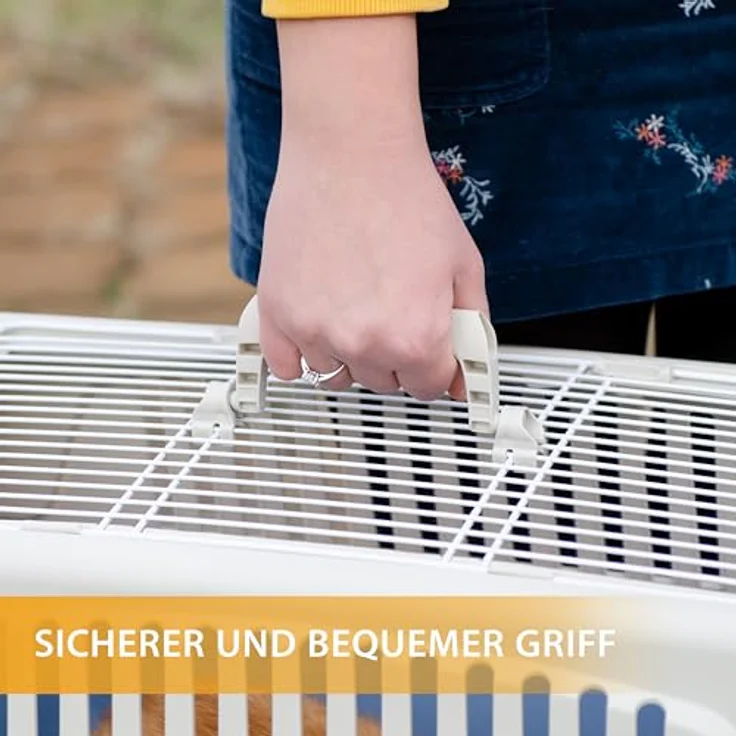 Ferplast Atlas 20 Open, Transportbox für Katzen und kleine Hunde bis 8 kg, mit Dachöffnung, Kissen und Napf, Lüftungsschlitze, 37x58xH 32cm – Bild 5
