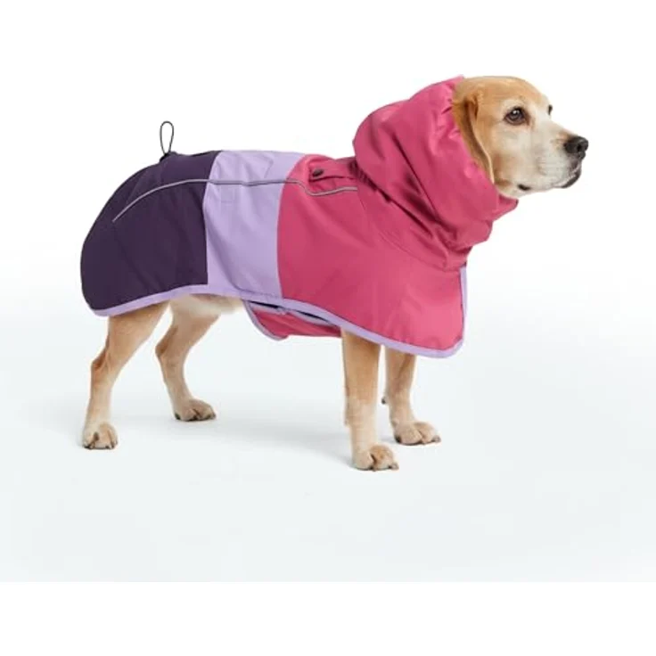 Spark Paws Hunderegenmantel, wasserdicht und winddicht mit atmungsaktivem Mesh-Futter, reflektierend, für Hunde in 2XL - Rosa, Flieder, Lila – Bild 1