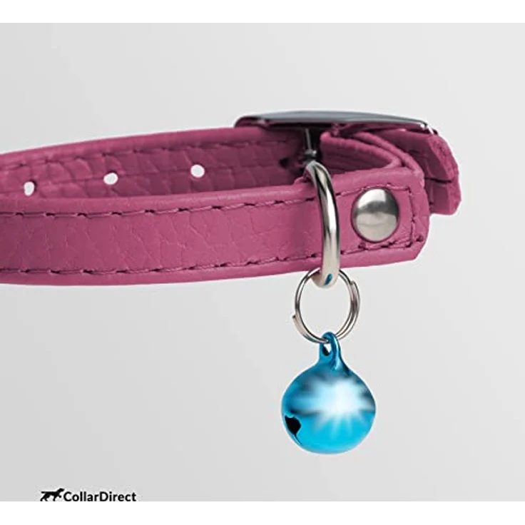 CollarDirect Leder Katzenhalsband mit Sicherheitsverschluss, 23-28 cm, Rosa, Elastischer Gurt und Glocke für Mittlere Katzen – Bild 2