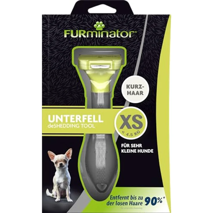 FURminator Fellbürste für kurzhaarige Schoßhunde, deShedding Pflege Werkzeug mit FURejector-Druckknopf, silber – Bild 3